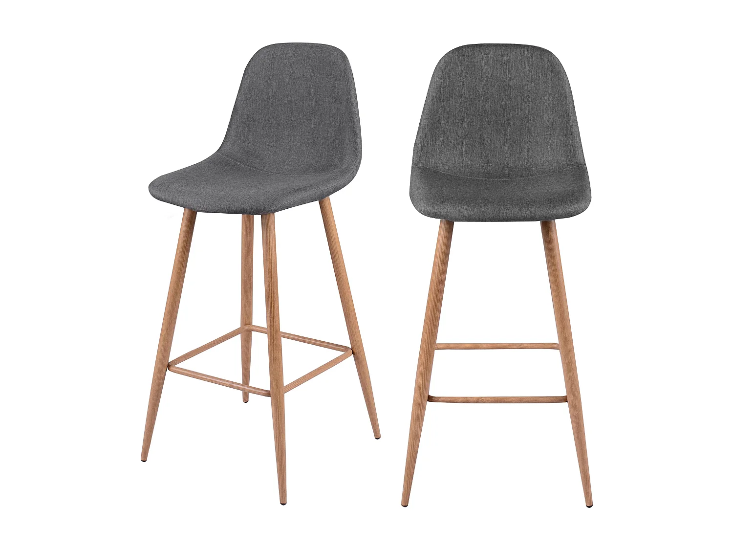 Lot de 2 chaises de bar 72.5 cm en tissu gris - Fredrik