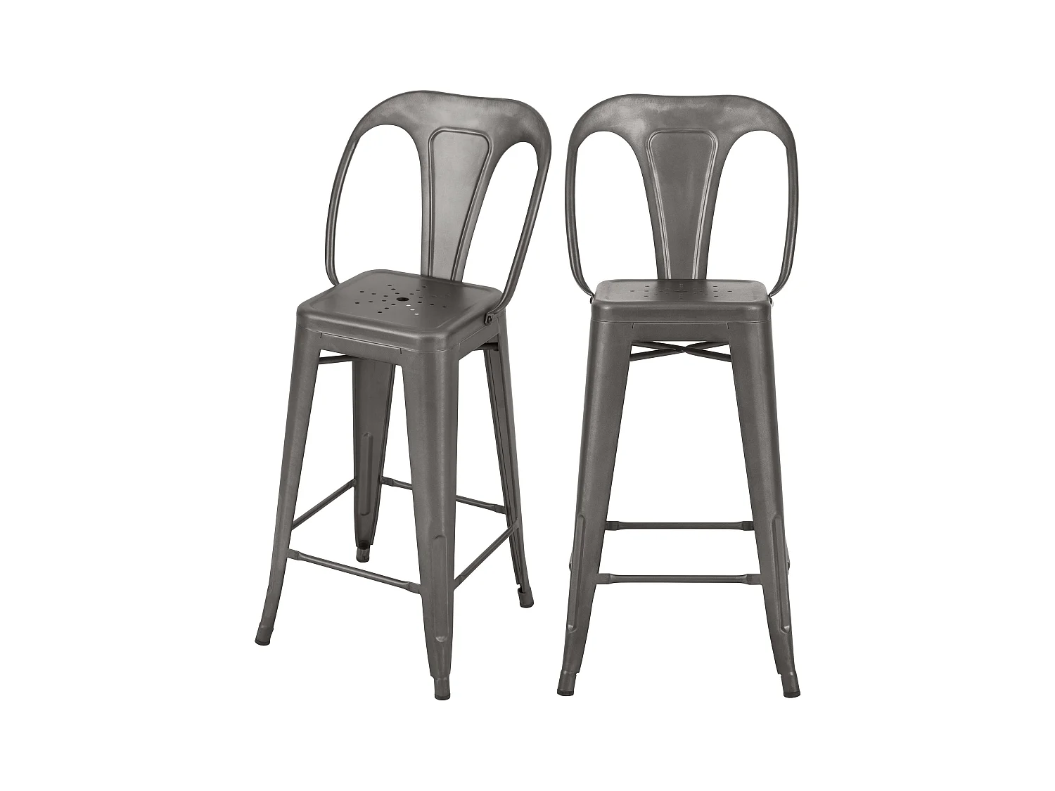 Set de 2 taburetes para isla de cocina en metal gris acero 67 cm - Indus