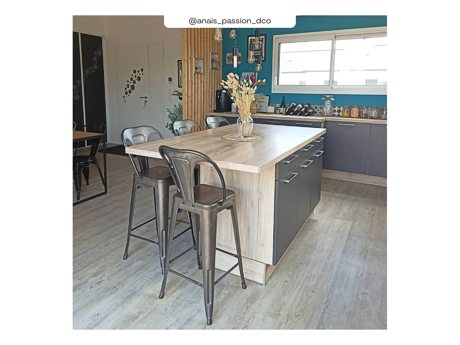 Set de 2 taburetes para isla de cocina en metal gris acero 67 cm - Indus