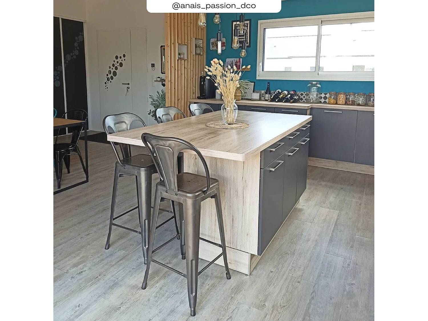 Set di 2 sedie per isola centrale 67 cm in metallo grigio acciaio - Indus