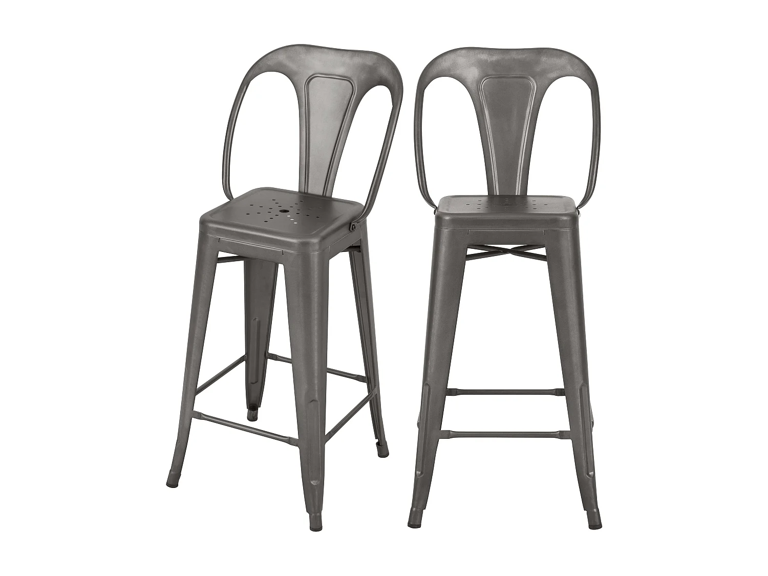Set de 2 taburetes para isla de cocina en metal gris acero 67 cm - Indus