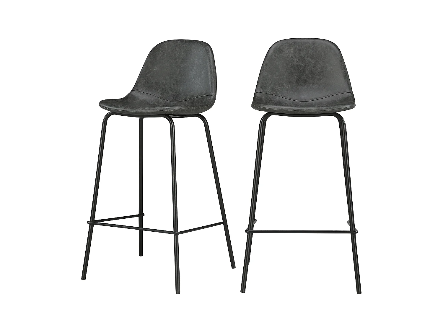 Lot de 2 chaises pour îlot central 65 cm en cuir synthétique gris - Henrik