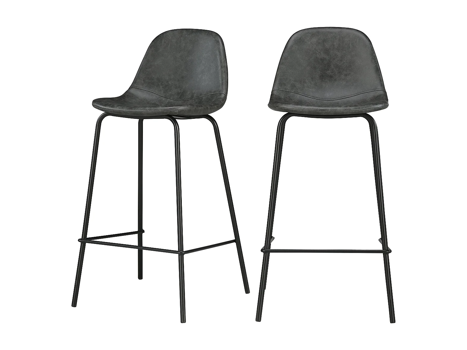 Lot de 2 chaises pour îlot central 65 cm en cuir synthétique gris - Henrik