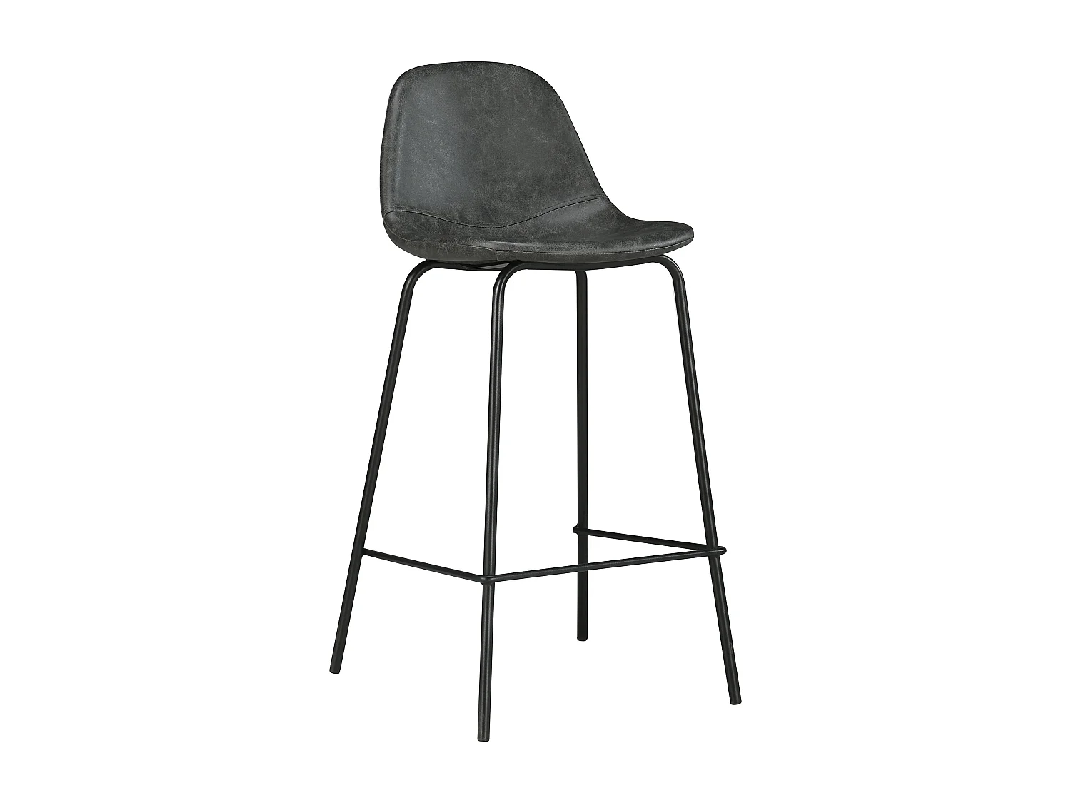 Lot de 2 chaises pour îlot central 65 cm en cuir synthétique gris - Henrik