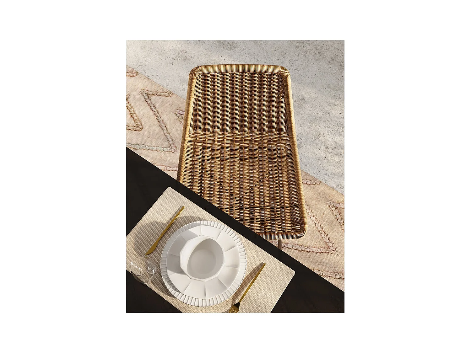 Set di 2 sedie per isola centrale in resina intrecciata marrone 63 cm - Mandya