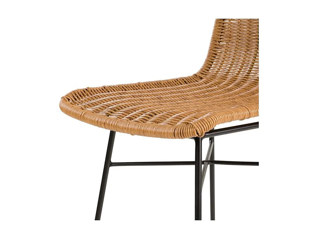 Lot de 2 chaises de bar mi-hauteur 63 cm en résine tressée marron - Mandya