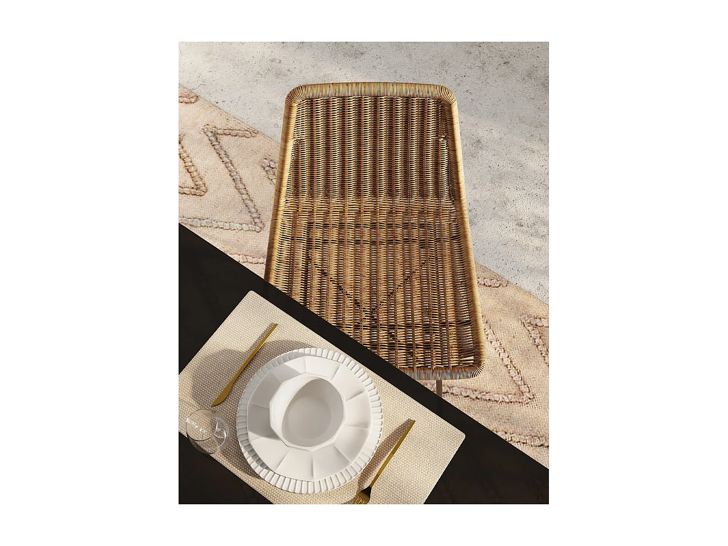 Set de 2 taburetes para isla de cocina en resina tejida marrón 63 cm - Mandya