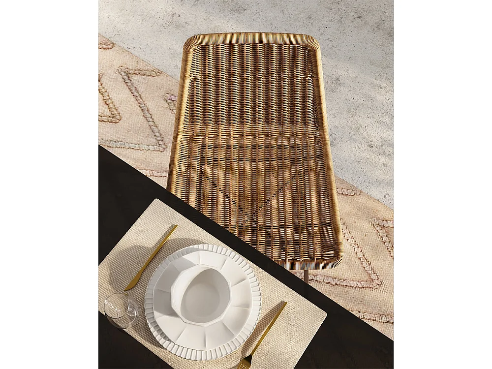 Lot de 2 chaises de bar mi-hauteur 63 cm en résine tressée marron - Mandya