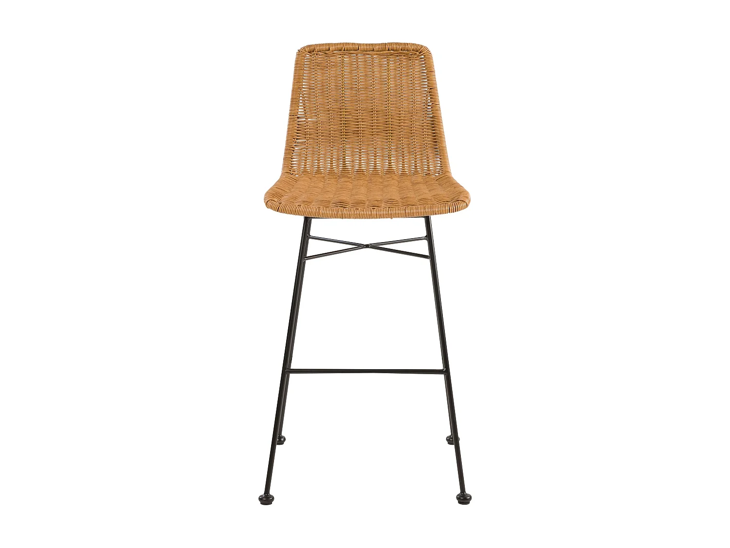 Lot de 2 chaises de bar mi-hauteur 63 cm en résine tressée marron - Mandya