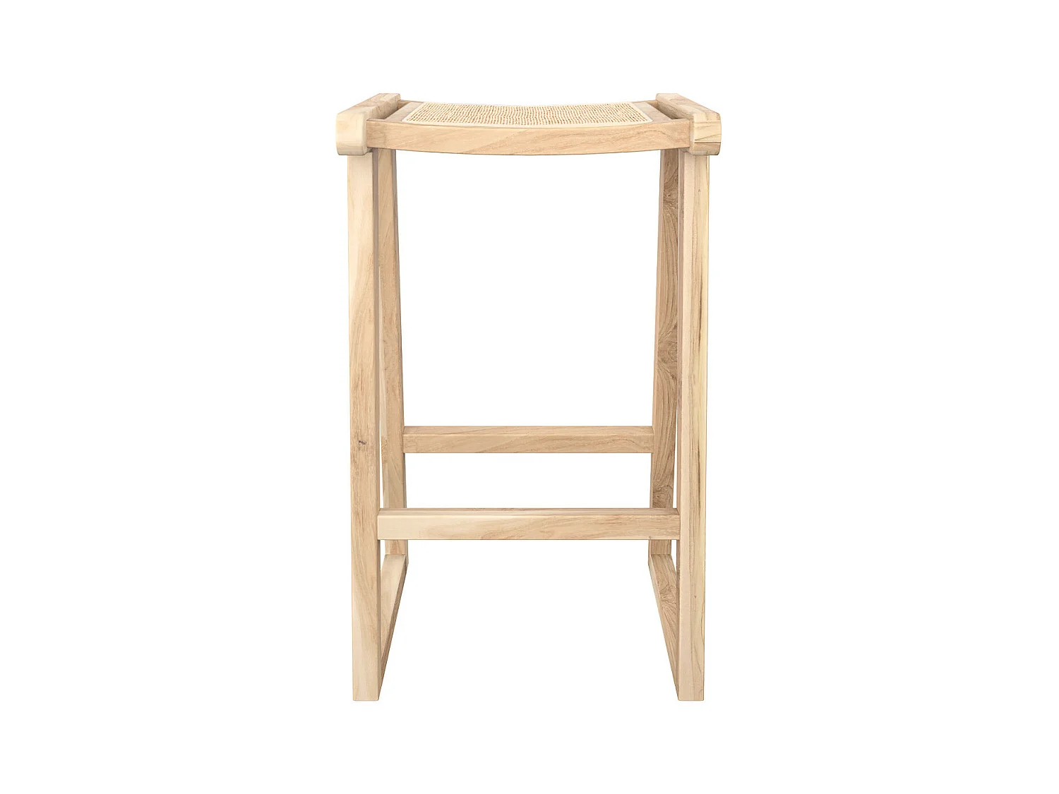 Taburetes para isla de cocina de teca y ratán natural 66 cm - Haida