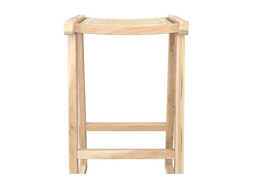 Taburetes para isla de cocina de teca y ratán natural 66 cm - Haida