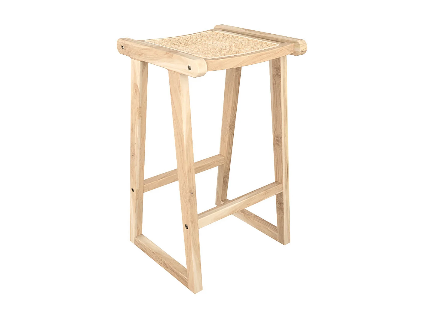 Sedia per isola centrale in teak e rattan naturale 66 cm - Haida