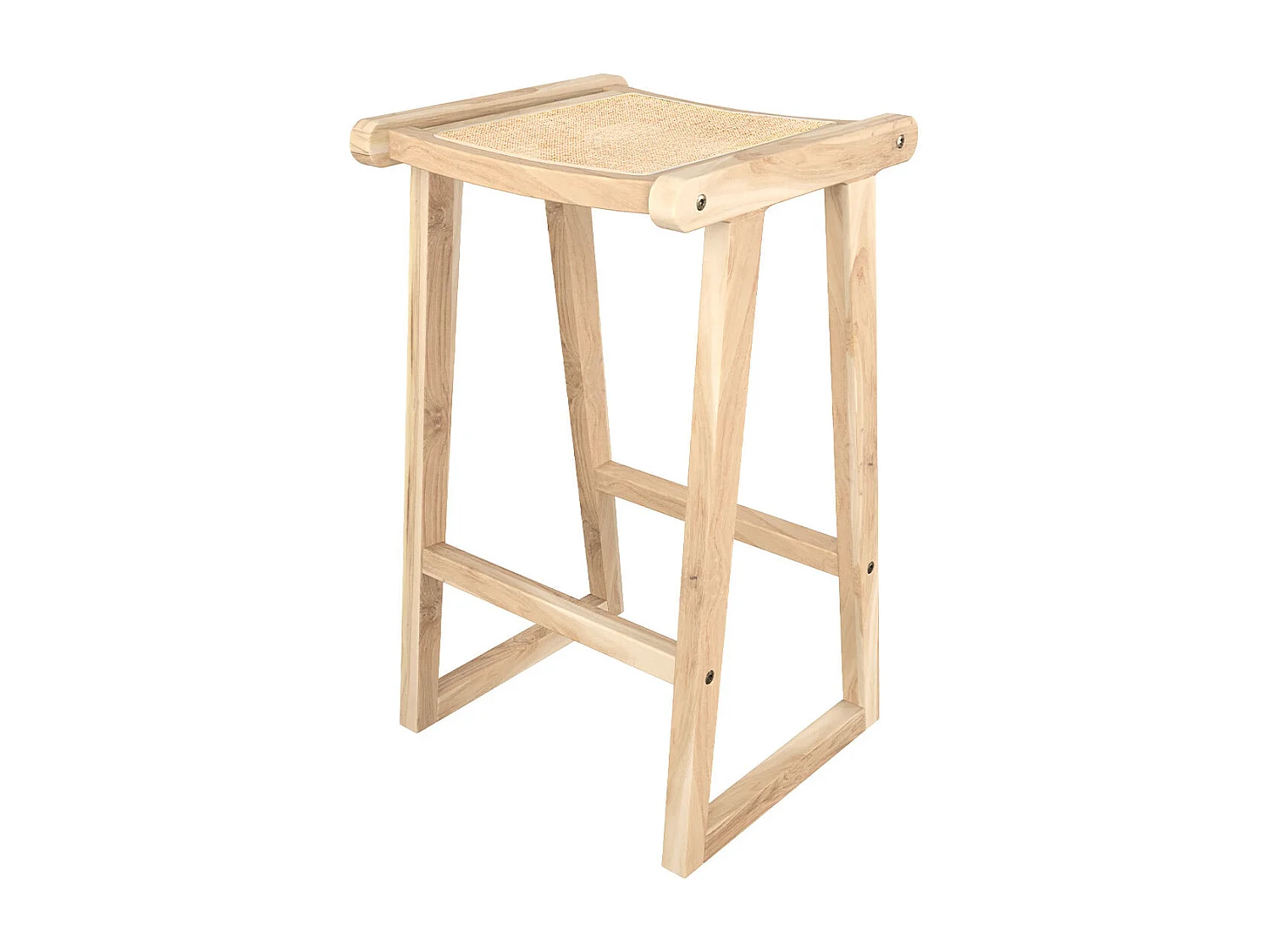 Tabouret pour îlot central 66 cm en teck et rotin naturel - Haida