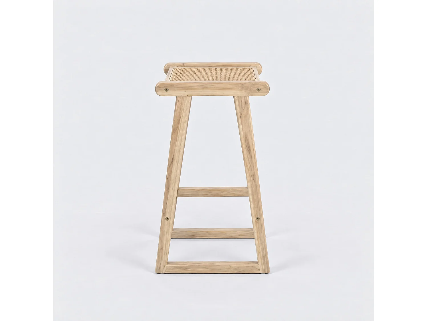 Sgabello per isola centrale 66 cm in teak e rattan naturale - Haida