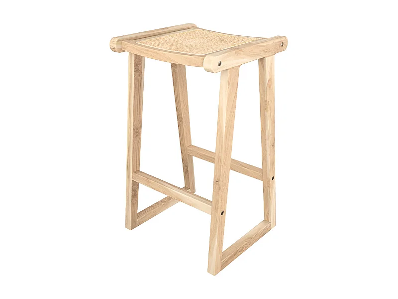 Taburetes para isla de cocina de teca y ratán natural 66 cm - Haida