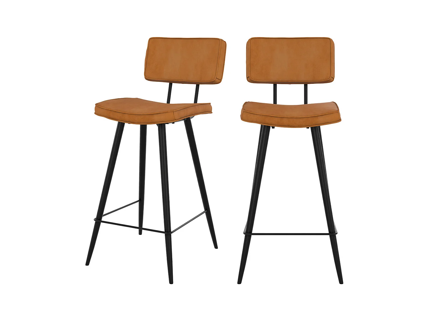 Lot de 2 chaises pour îlot central 66 cm en cuir synthétique camel - Texas