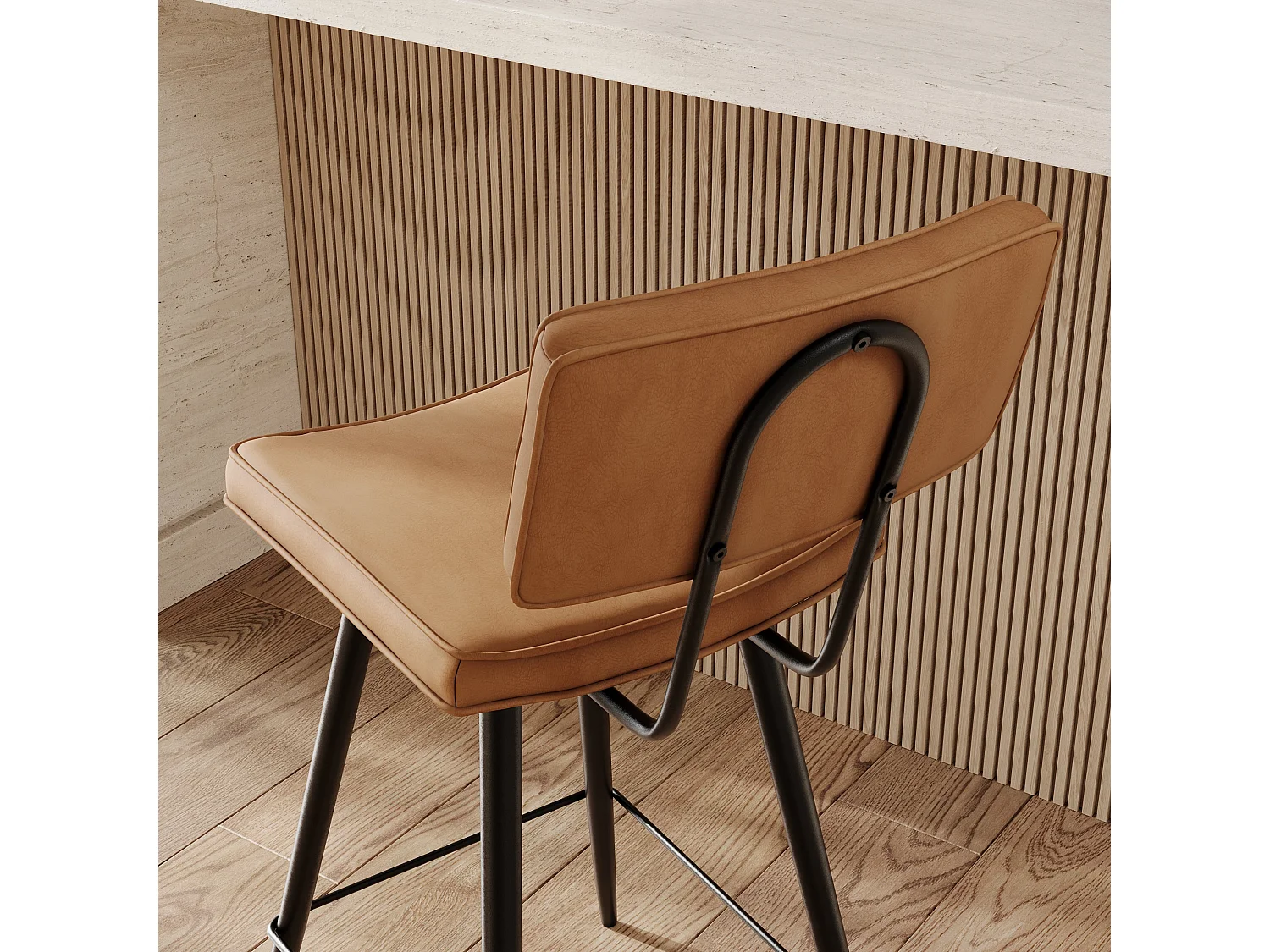 Set de 2 taburetes para isla de cocina de sintético camello 66 cm - Texas