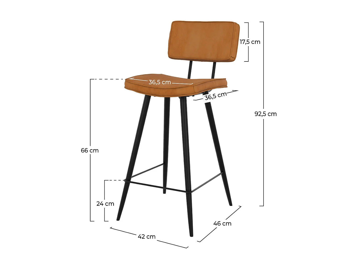 Set de 2 taburetes para isla de cocina de sintético camello 66 cm - Texas