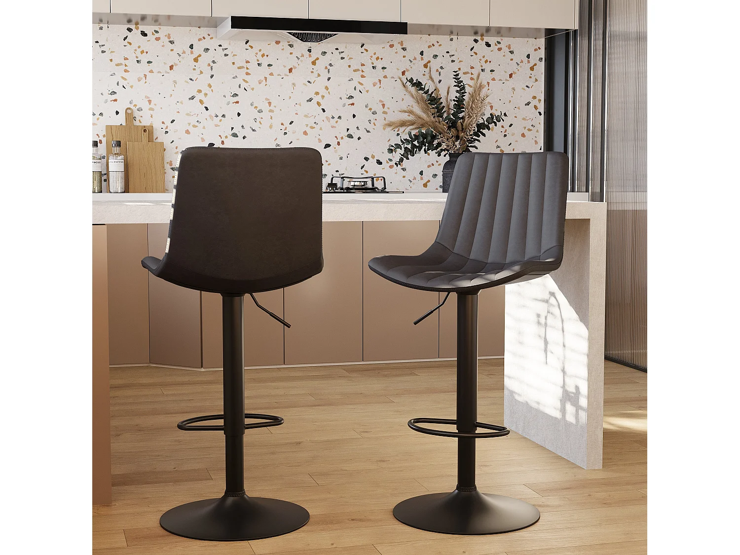 Set di 2 sgabelli da bar regolabili 62,5/83 cm grigio scuro - Killi