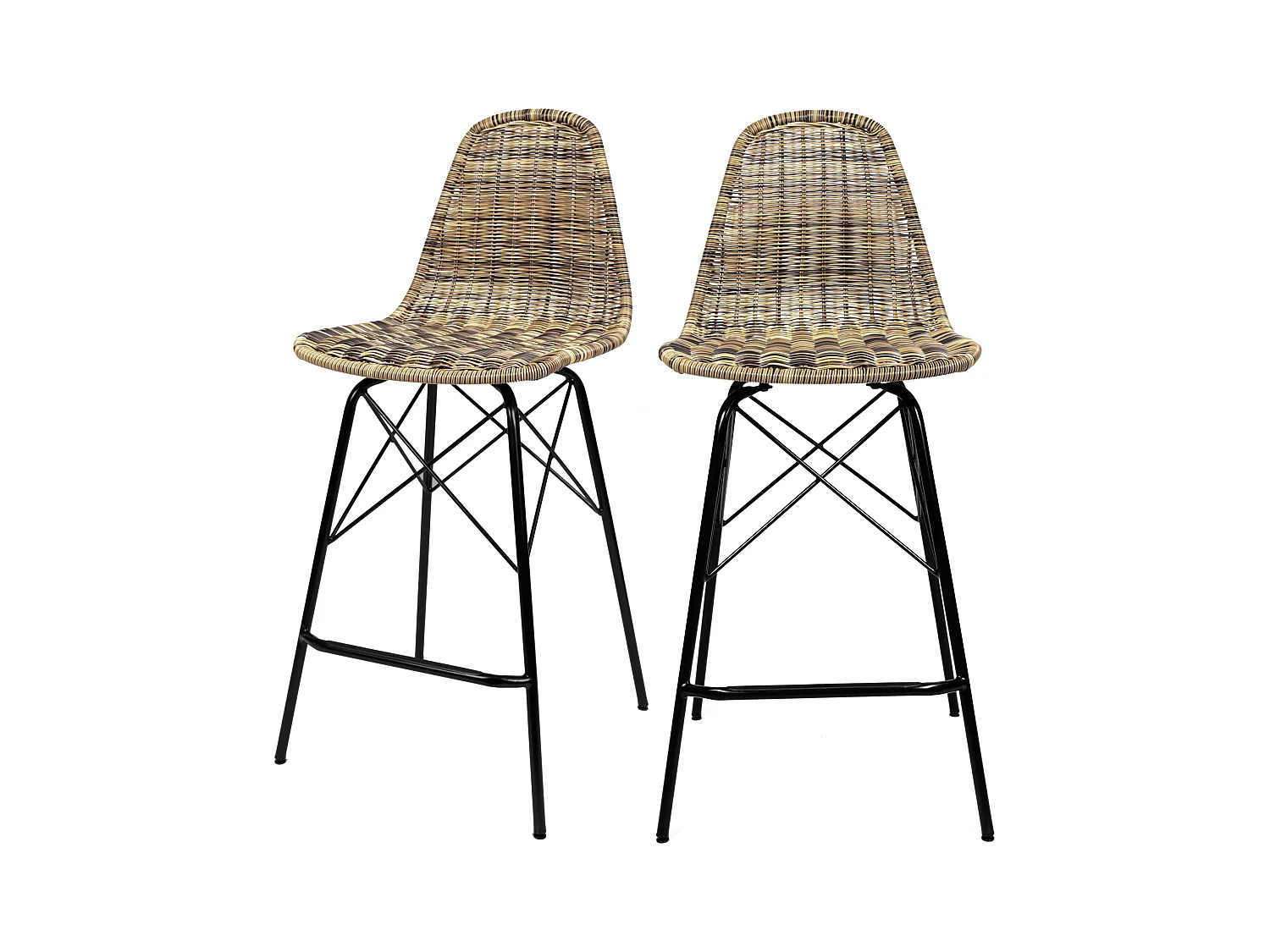 Lot de 2 chaises de bar 63 cm en résine tressé marron - Tiptur