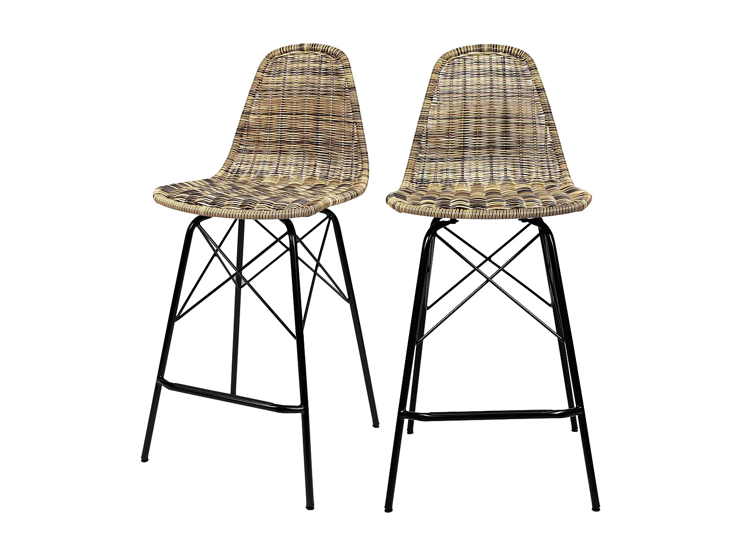 Lot de 2 chaises de bar 63 cm en résine tressé marron - Tiptur