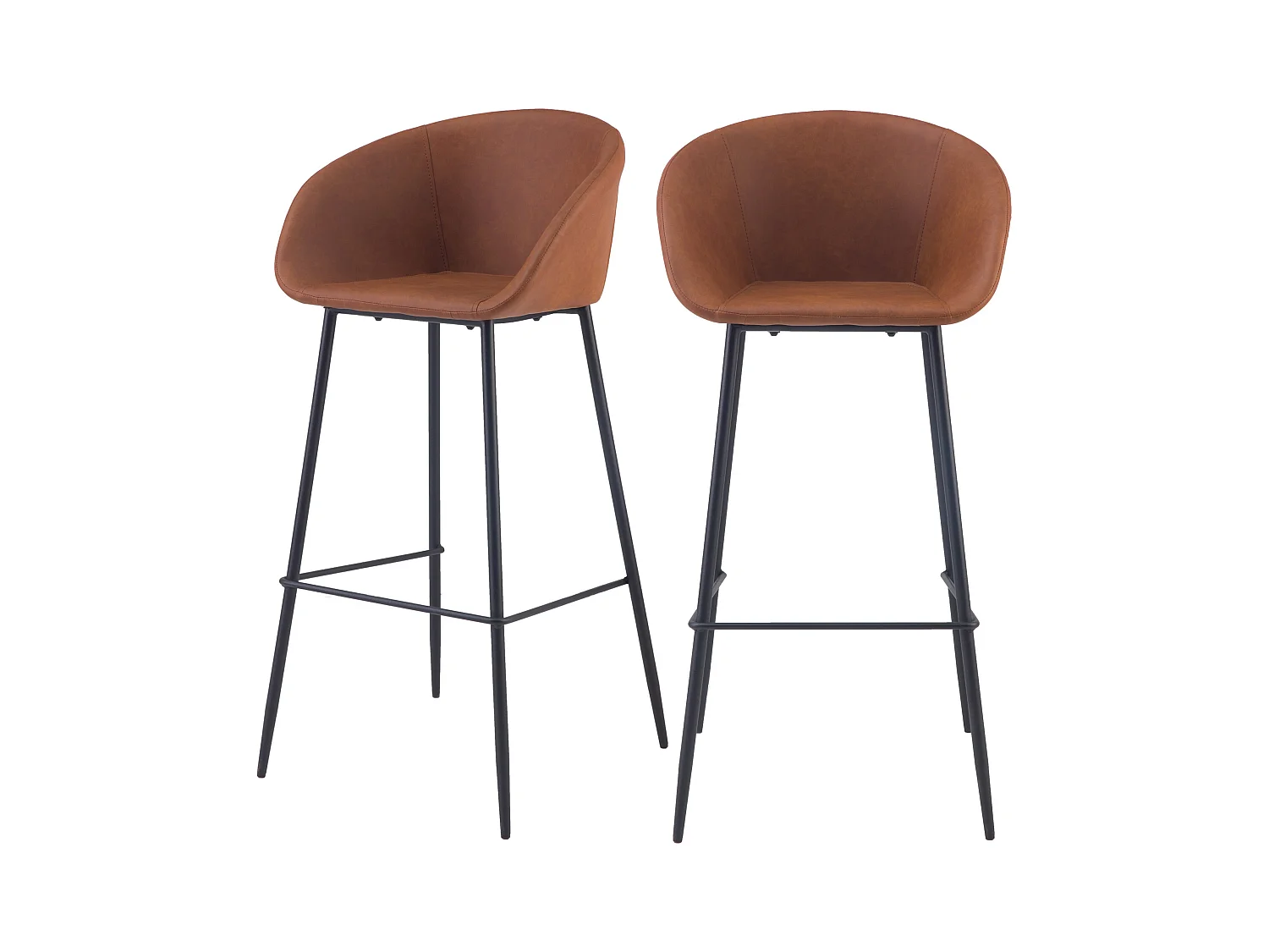 Lot de 2 chaises de bar 75 cm en cuir synthétique marron - Kalba