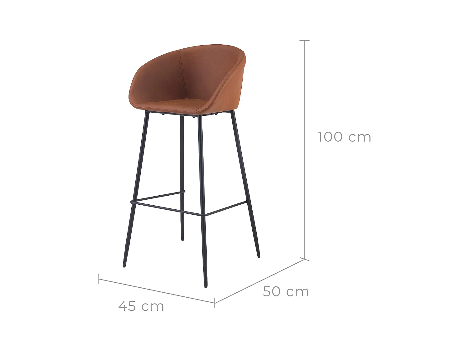 Lot de 2 chaises de bar 75 cm en cuir synthétique marron - Kalba