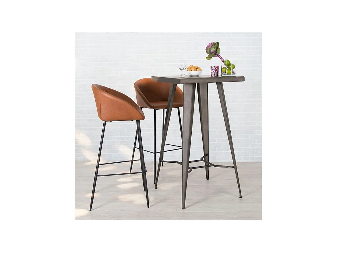 Lot de 2 chaises de bar 75 cm en cuir synthétique marron - Kalba