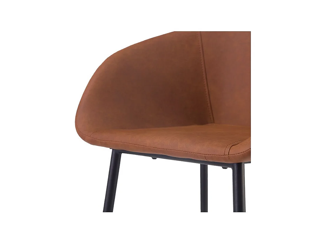 Lot de 2 chaises de bar 75 cm en cuir synthétique marron - Kalba