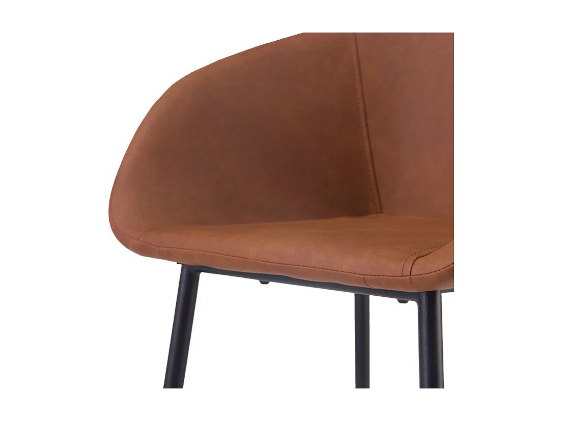 Lot de 2 chaises de bar 75 cm en cuir synthétique marron - Kalba