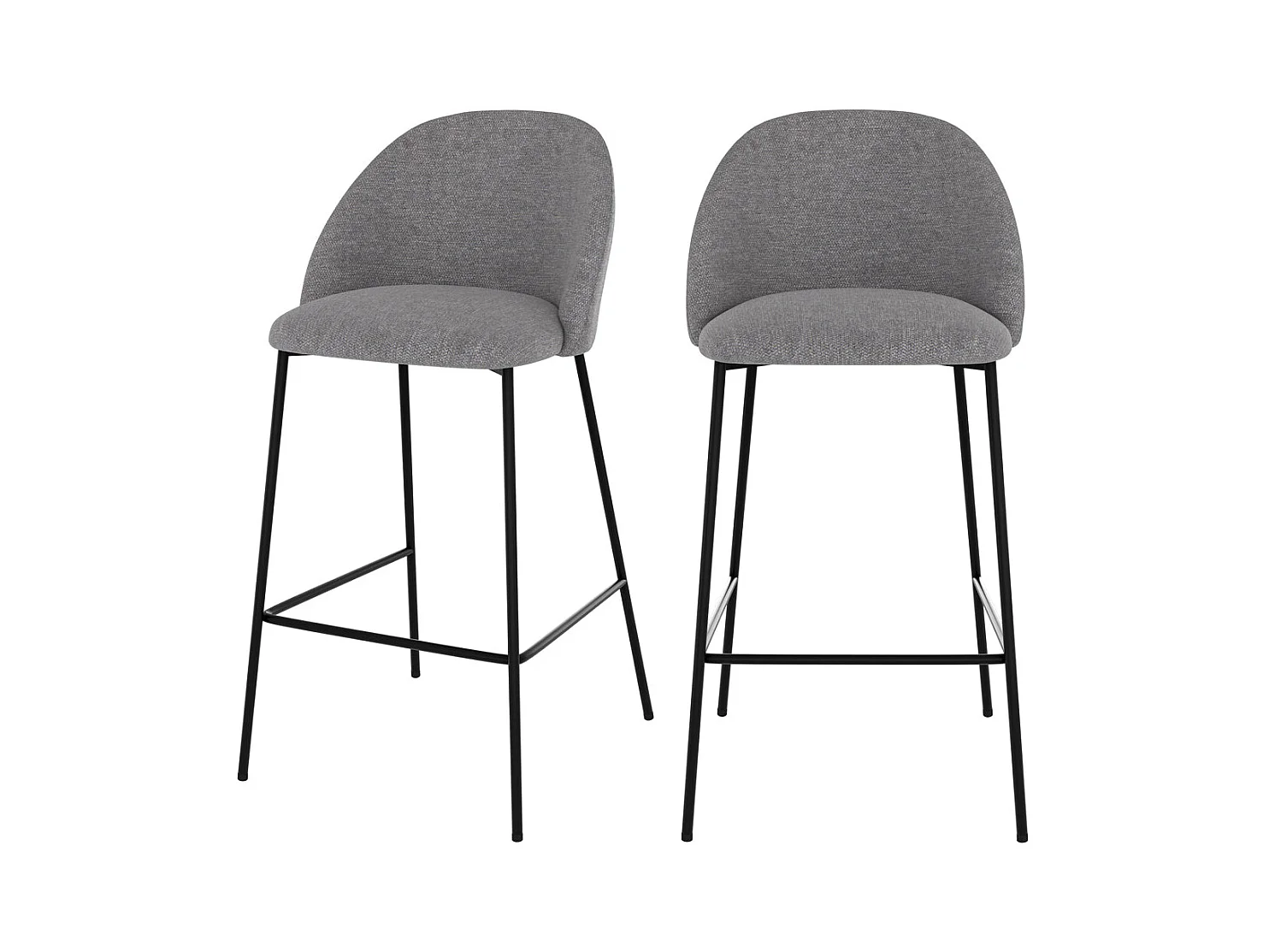 Set de 2 sillas para isla de cocina en tela moteada gris oscuro 66 cm - Karl