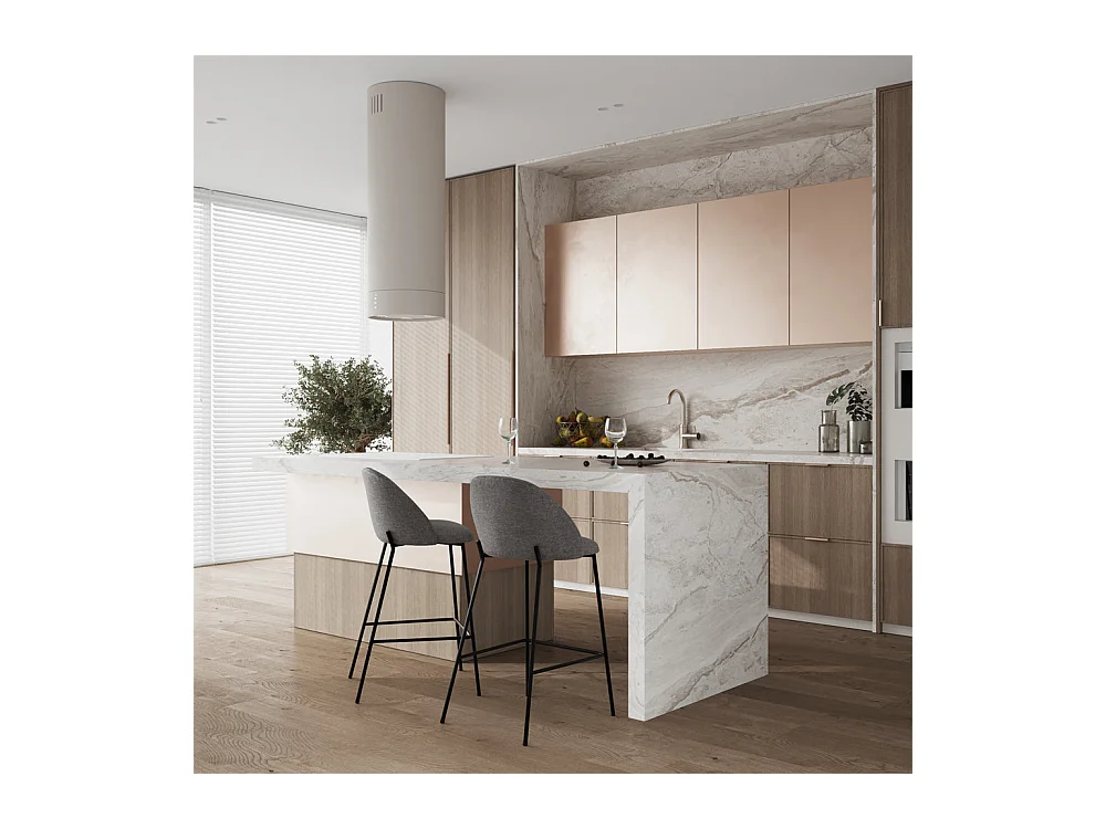 Set de 2 sillas para isla de cocina en tela moteada gris oscuro 66 cm - Karl