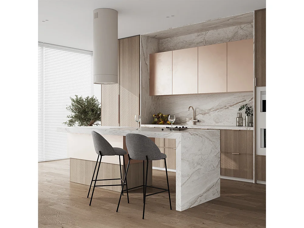 Set de 2 sillas para isla de cocina en tela moteada gris oscuro 66 cm - Karl