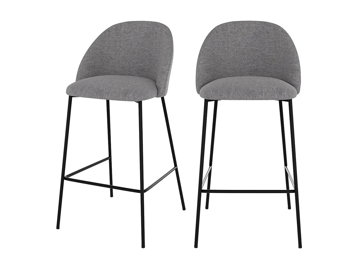 Lot de 2 chaises pour îlot central 66 cm en tissu chiné gris foncé - Karl