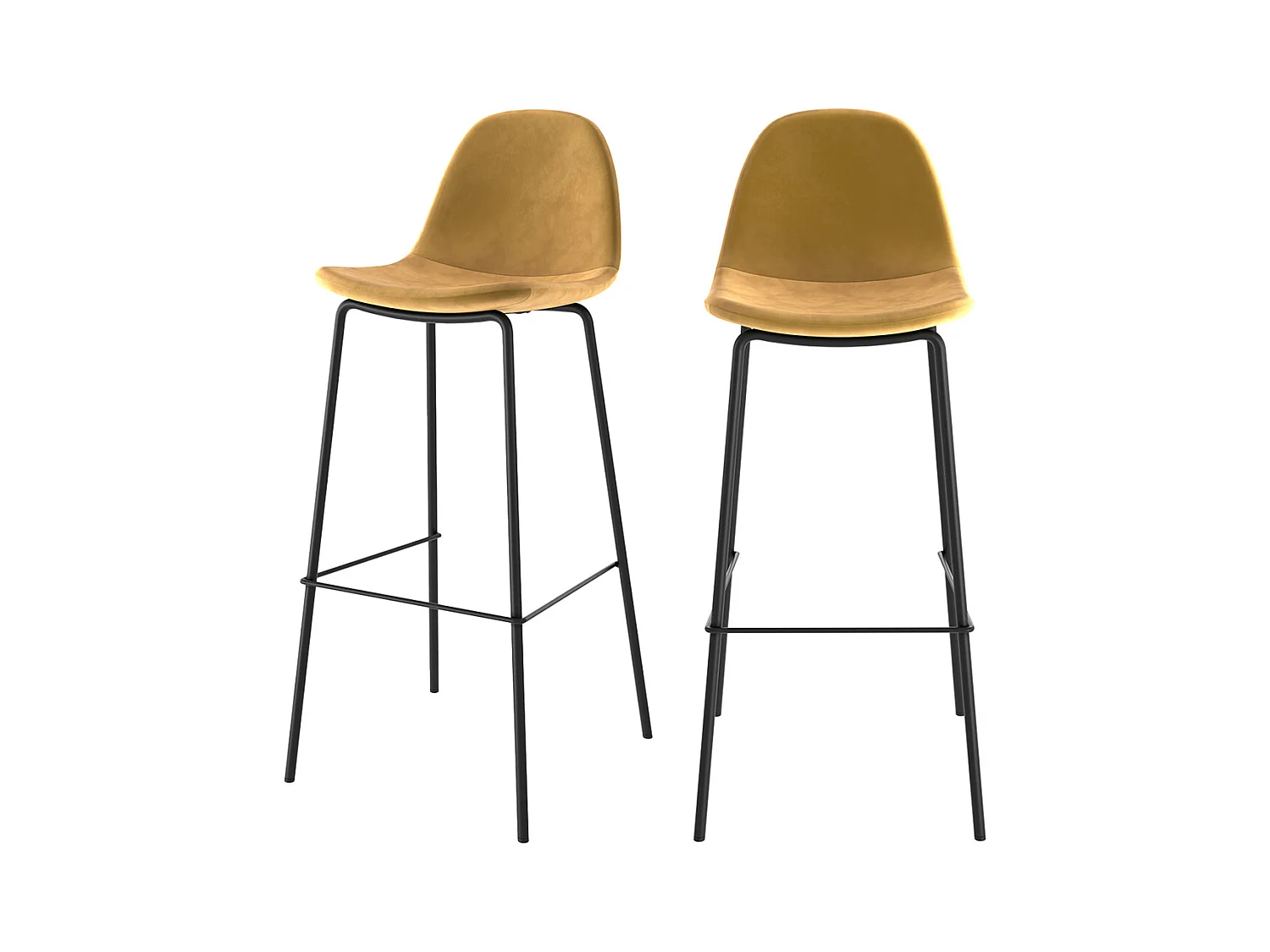 Set de 2 sillas de bar de terciopelo amarillo 75 cm - Henrik