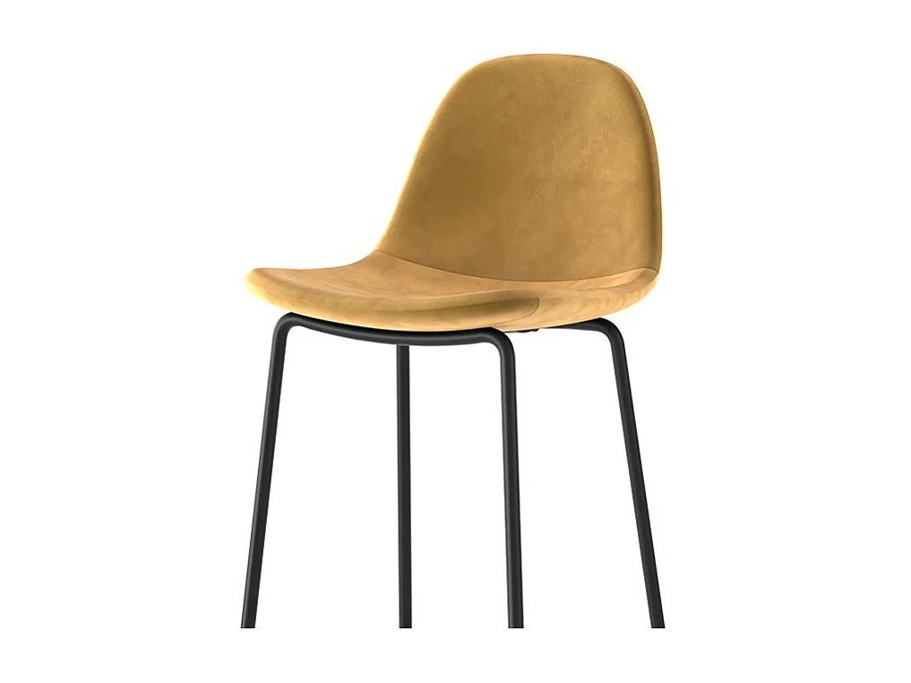 Lot de 2 chaises de bar en velours jaune 75 cm - Henrik