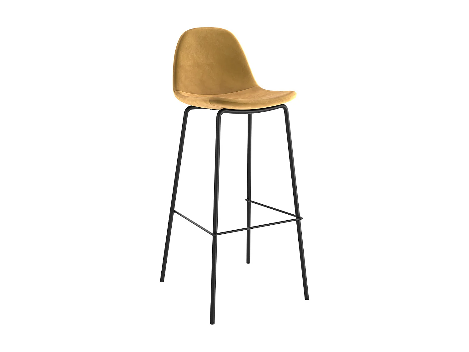 Lot de 2 chaises de bar en velours jaune 75 cm - Henrik