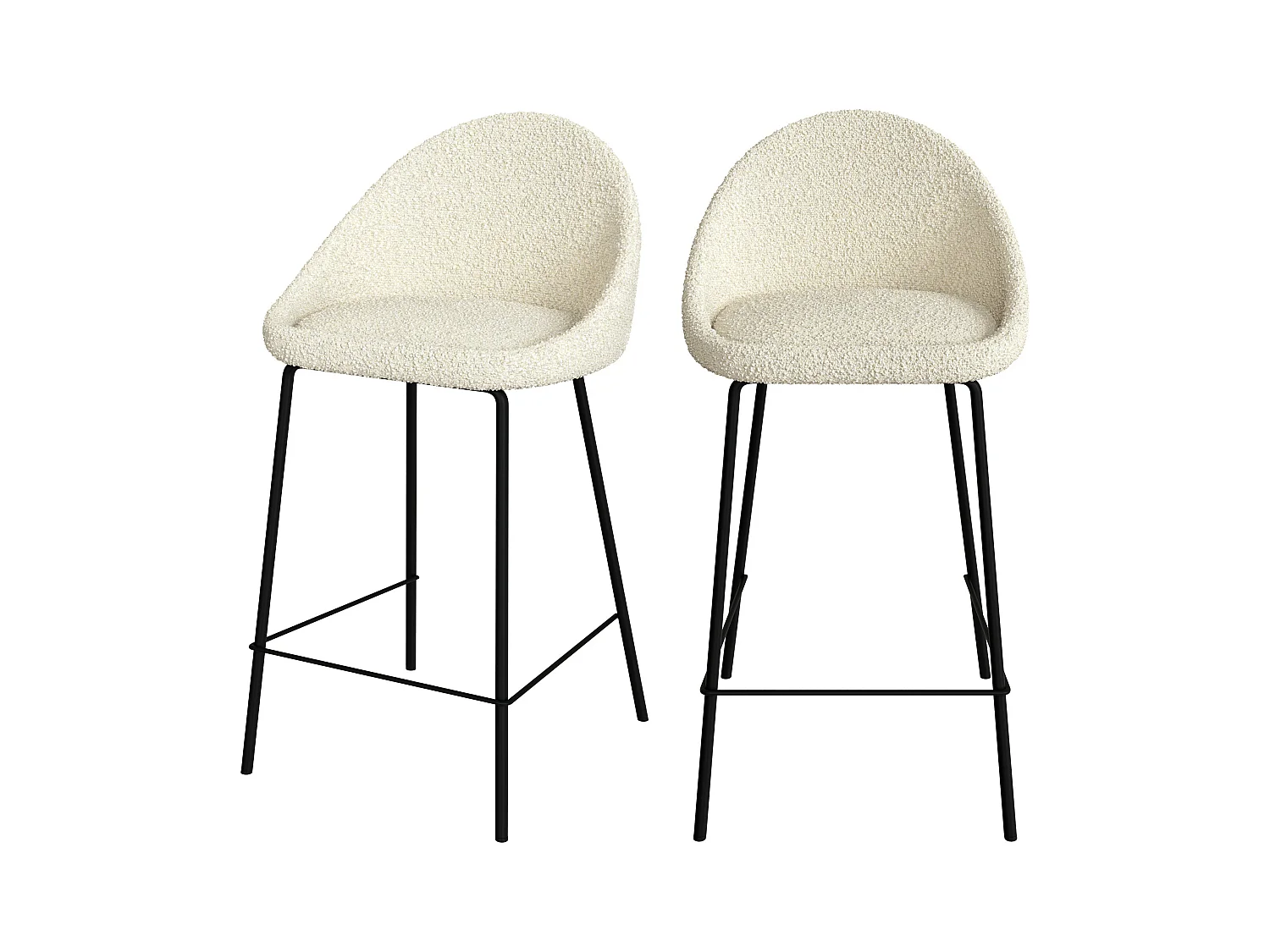 Set di 2 sedie per isola centrale bianche effetto bouclé 65 cm - Misty