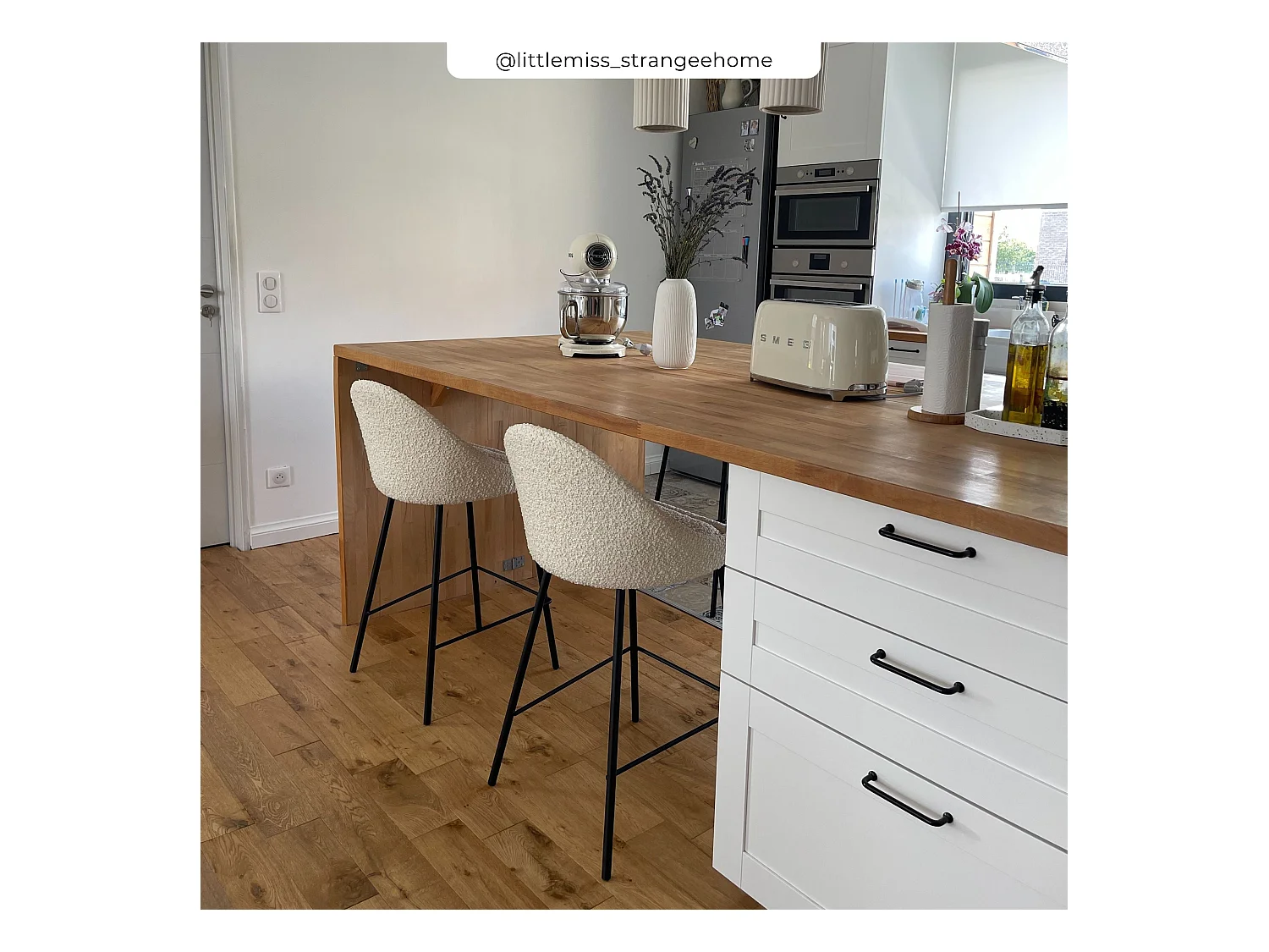 Set di 2 sedie per isola centrale bianche effetto bouclé 65 cm - Misty