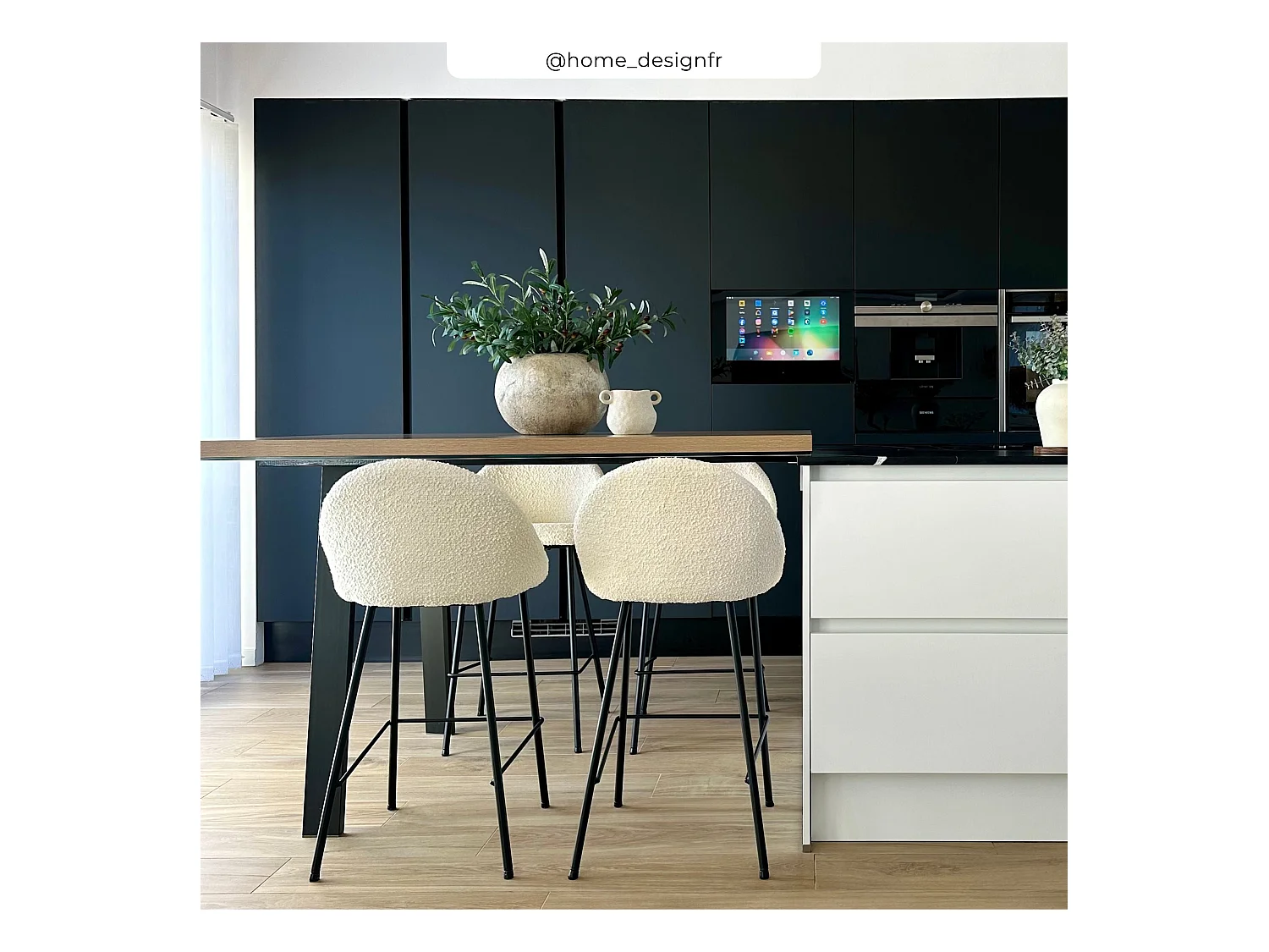 Set di 2 sedie per isola centrale bianche effetto bouclé 65 cm - Misty