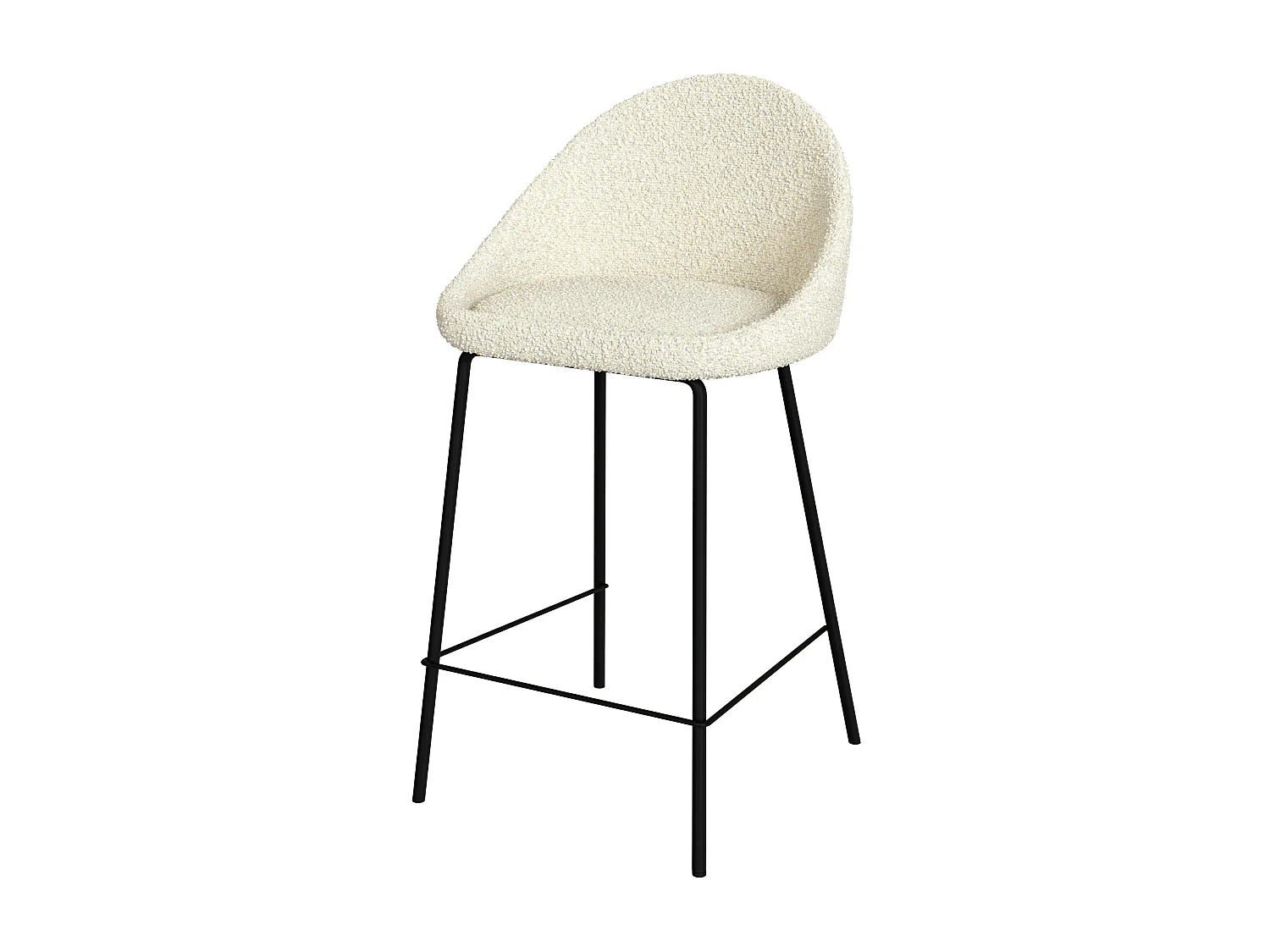 Lot de 2 chaises pour îlot central 65 cm en tissu bouclette blanc - Misty