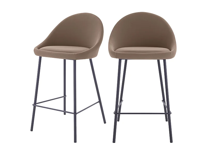 Set de 2 taburetes para isla de cocina en cuero sintético marrón 65 cm - Misty
