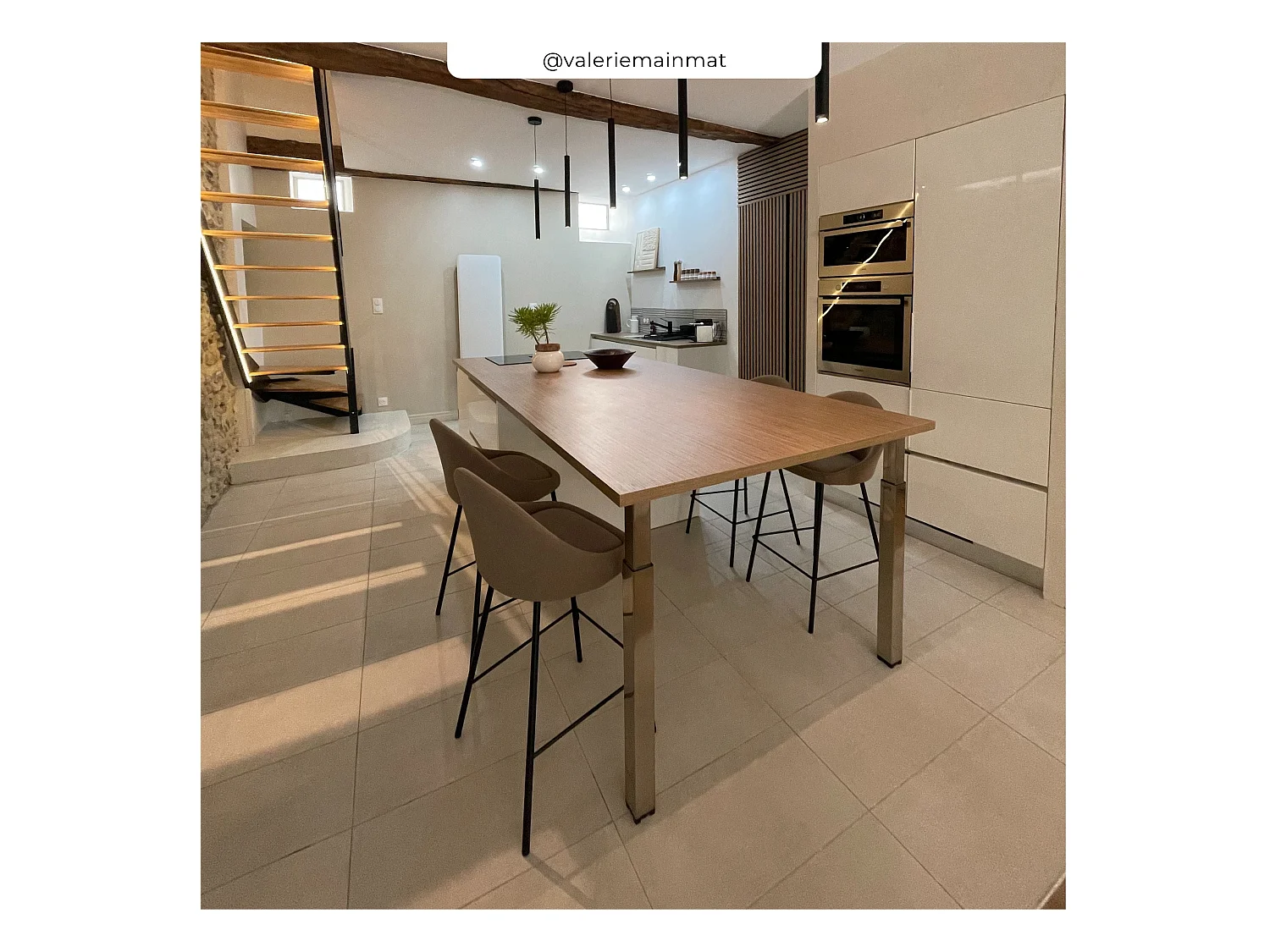 Set di 2 sedie per isola centrale in pelle sintetica marrone 65 cm - Misty