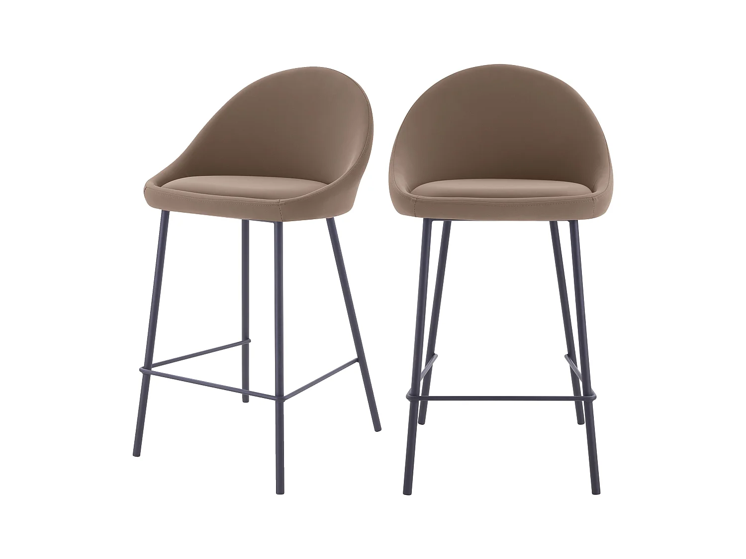Lot de 2 chaises pour îlot central 65 cm en cuir synthétique marron - Misty