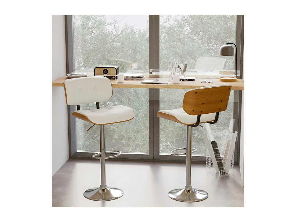 Sedia da bar regolabile in PU bianco 65/86 cm - Melchior