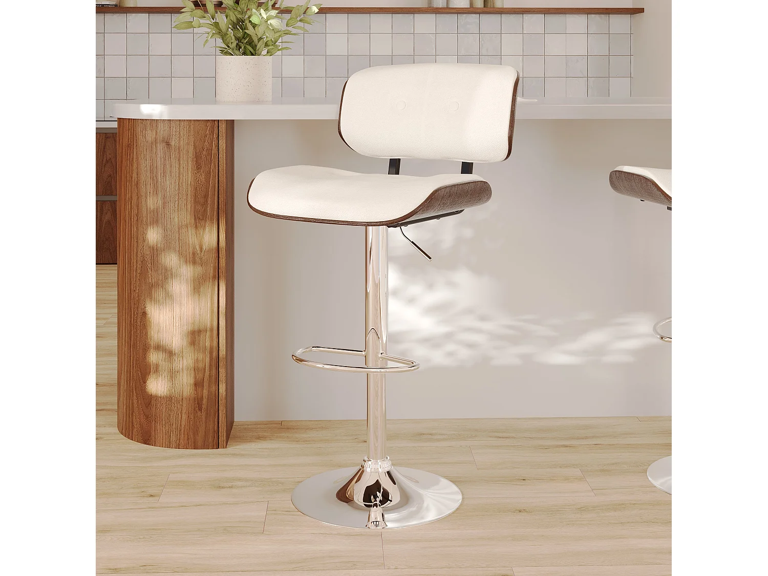 Silla de bar ajustable en PU blanco 65/86 cm - Melchior