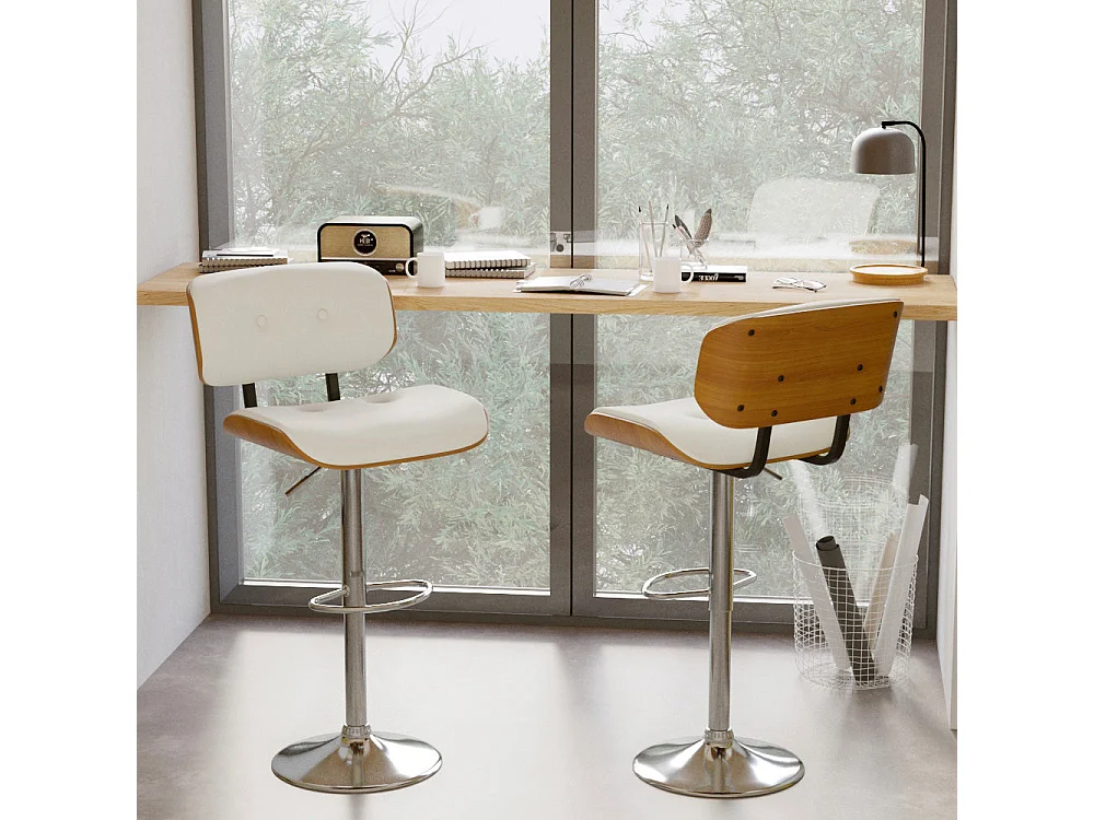 Silla de bar ajustable en PU blanco 65/86 cm - Melchior