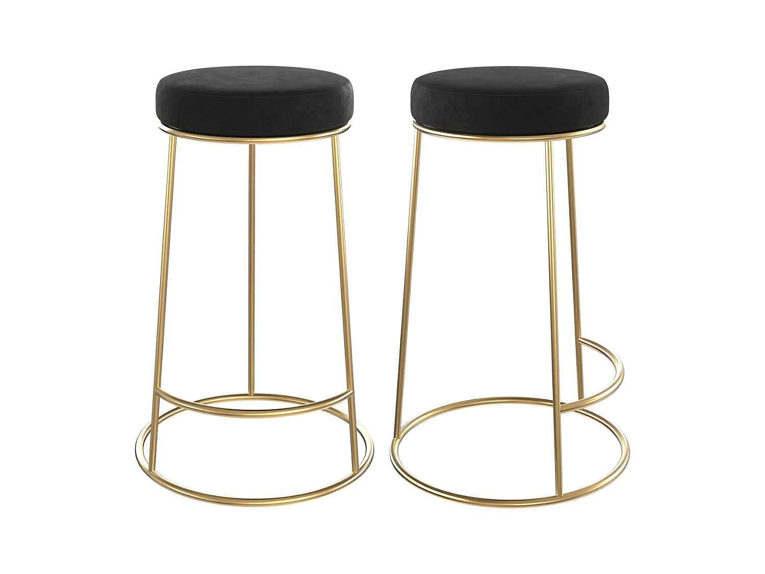 Set de 2 sillas para isla de cocina de terciopelo negro 63 cm - Kendal