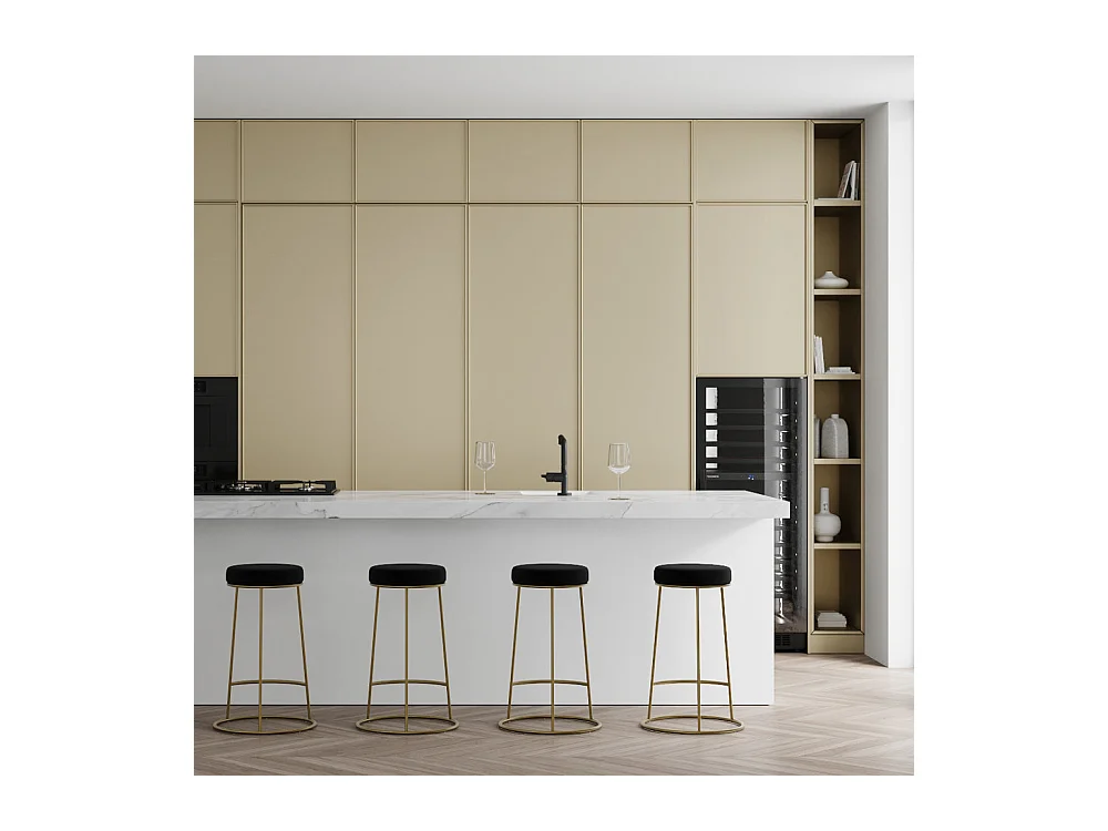 Set de 2 sillas para isla de cocina de terciopelo negro 63 cm - Kendal