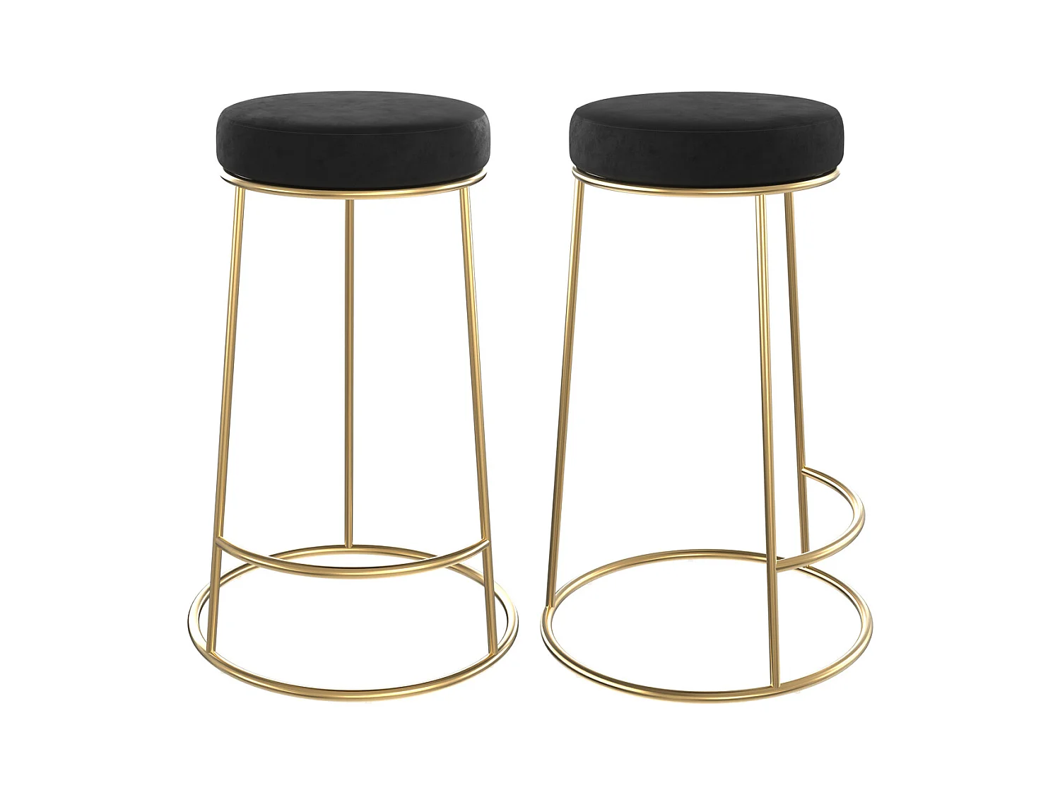 Lot de 2 tabourets pour îlot central 63 cm en velours noir - Kendal